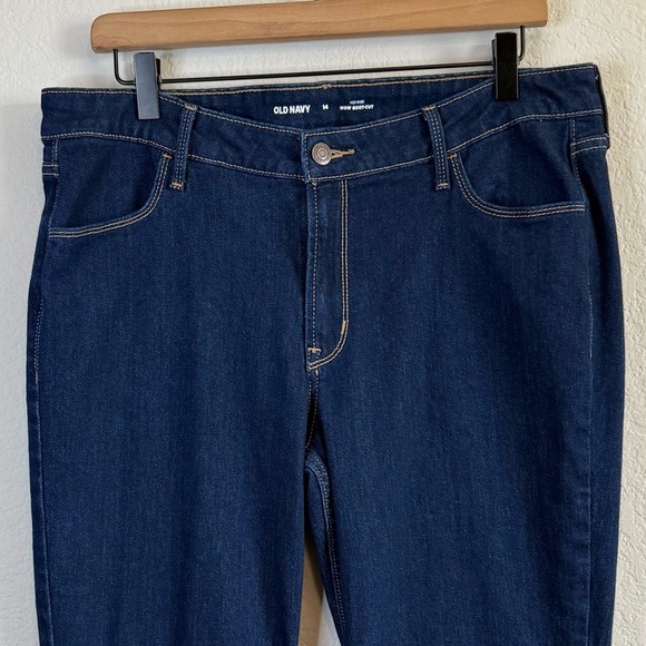 Old Navy Mid Rise Wow Boot Cut Dark Blue Jeans Denim Size 14 - Picture 3 of 12